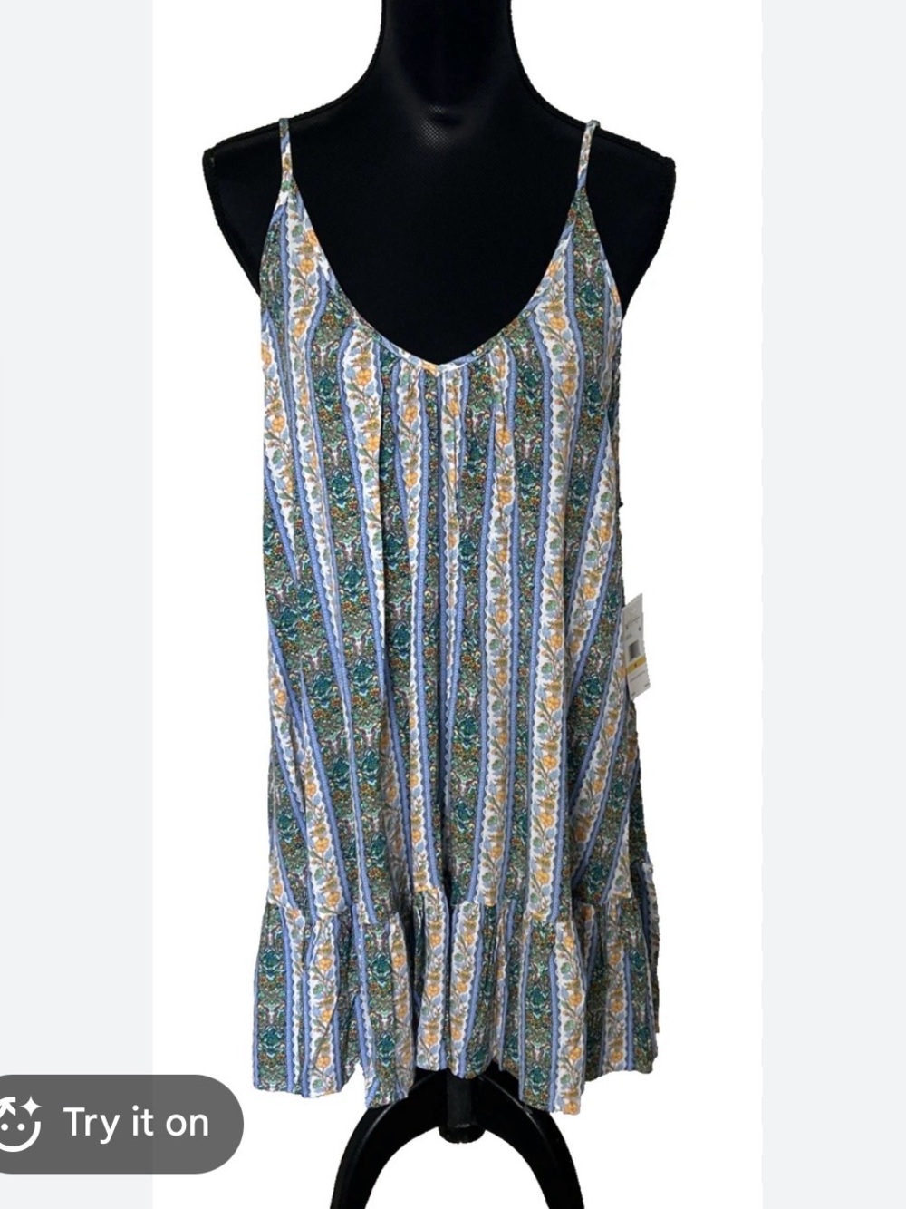 Jessica Simpson Floral Striped Spaghetti Strap Mini Sundress Size M